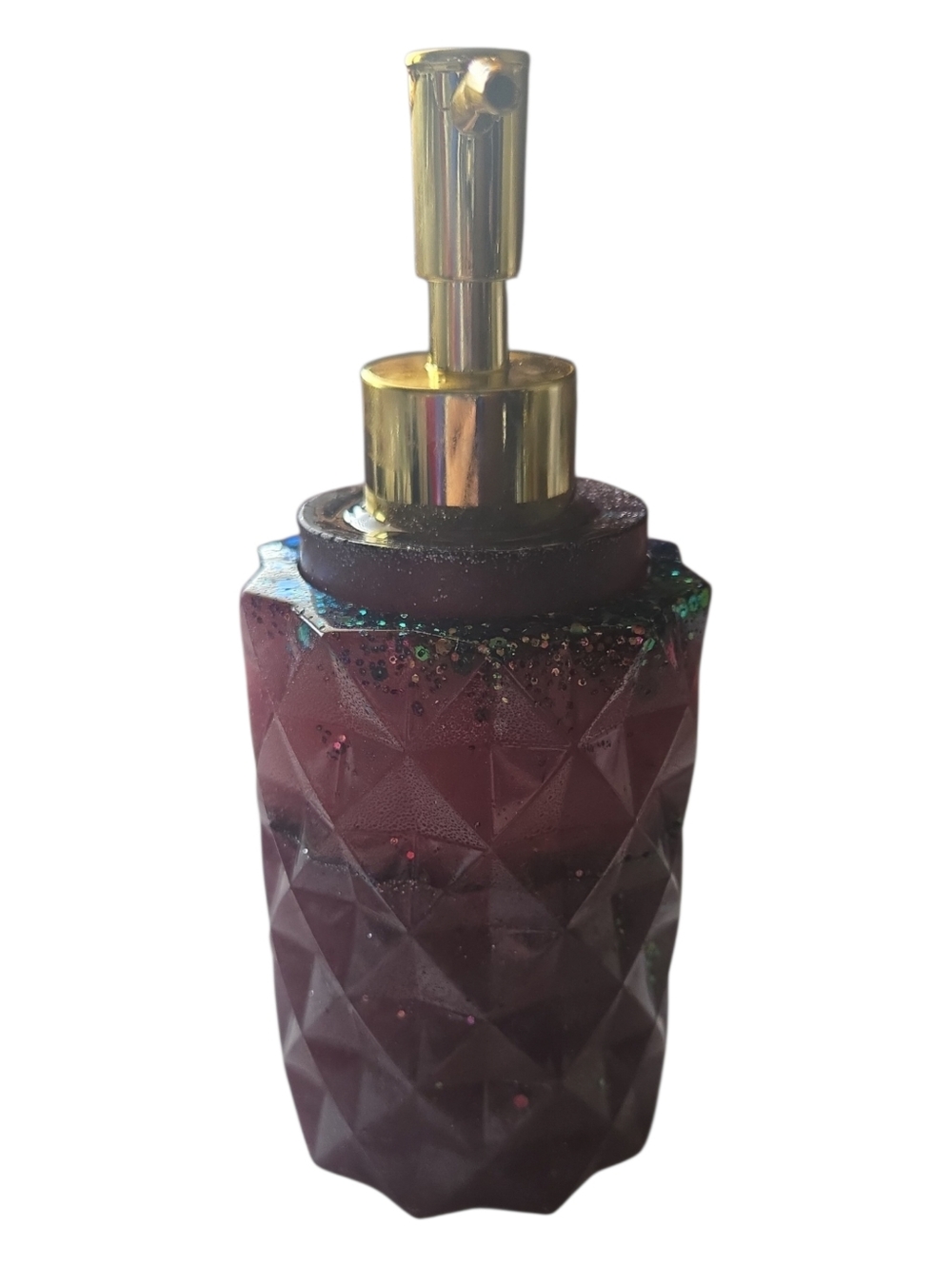 Artisan Resin Soap/lotion• Purple Diamond Cut Bottle • Luxury Bathroom Decor. R4